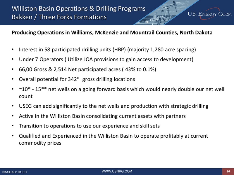 Enercom 2017 Conference – US Energy Corp. – slide 15
