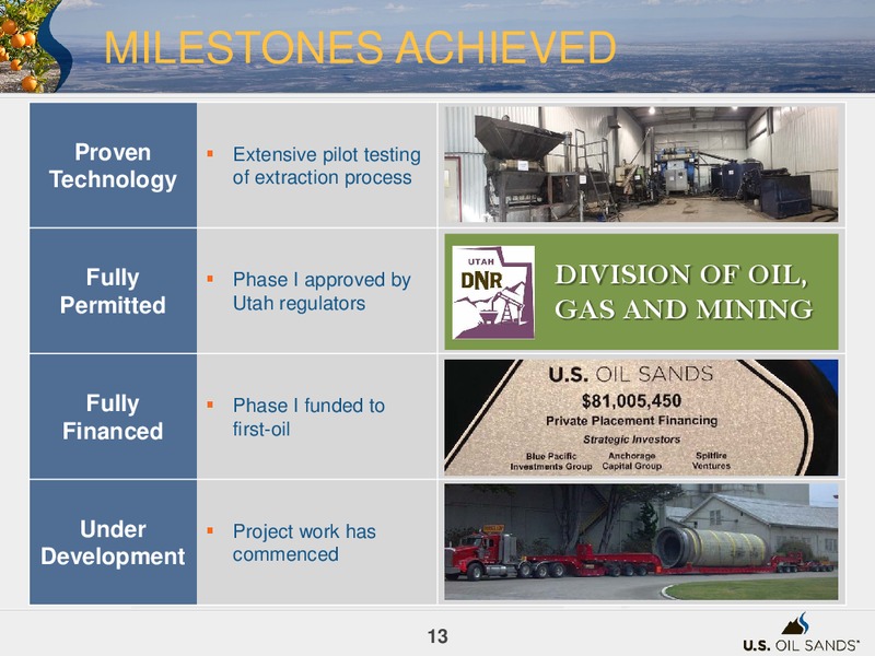 MARCH 2015 CORPORATE PRESENTATION – US Oil Sands Inc. – slide 12