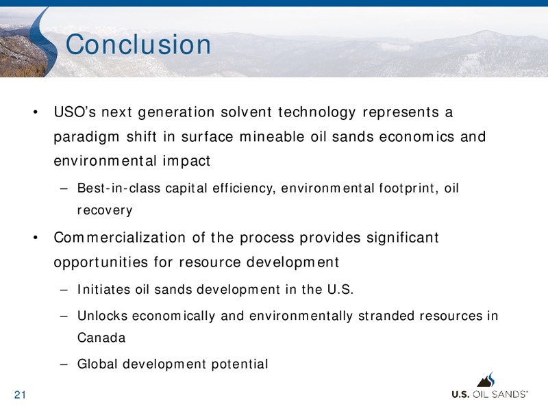 Corporate Presentation – US Oil Sands Inc. – slide 20