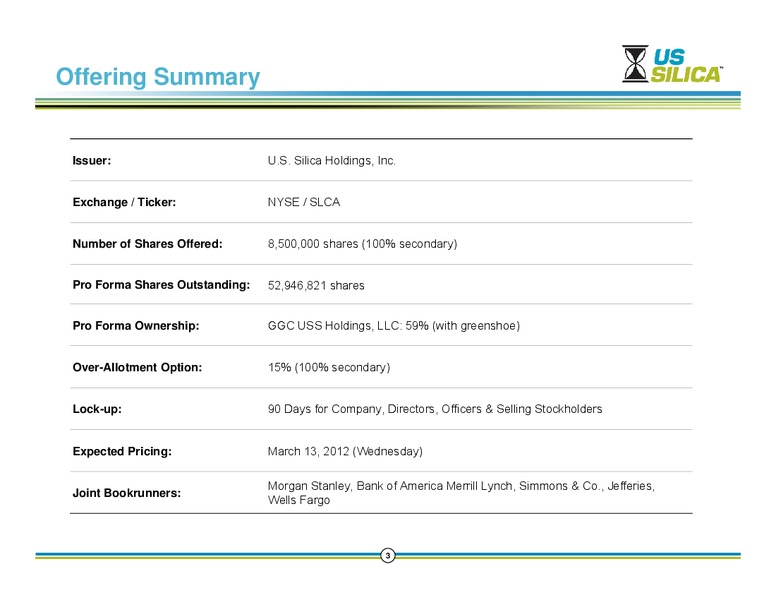 Common Equity Offering – US Silica – slide 2