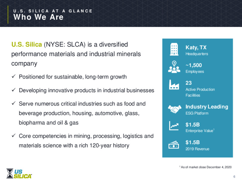 Investor Presentation   December 2020 – US Silica – slide 5