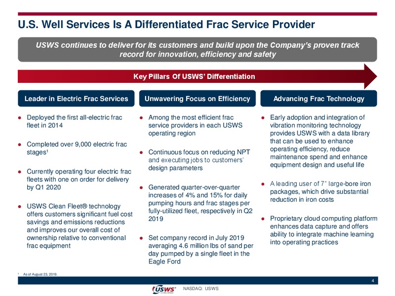 August 2019 Investor Presentation – US Well Services – slide 3