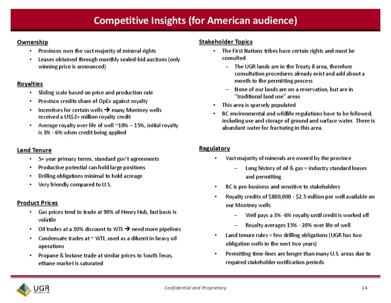 CAPP Scotiabank Investment Symposium – Ugr Blair Creek Ltd – slide 14