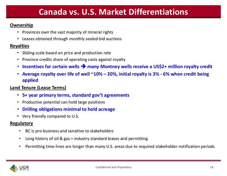 URTec Conference Operators Forum – Ugr Blair Creek Ltd – slide 19