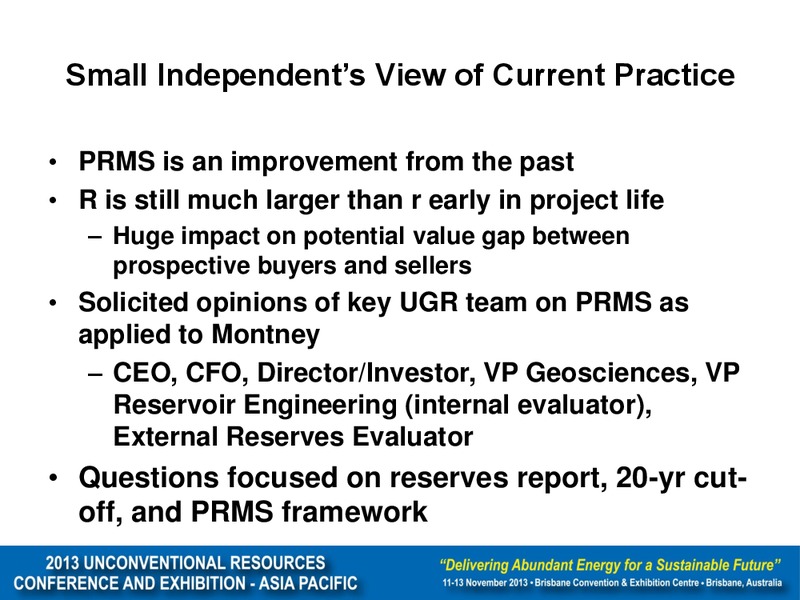 Small Independents View on Unconventional Reserves – Unconventional Gas Resources – slide 12