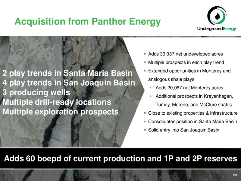 NOVEMBER 2011 CORPORATE PRESENTATION – Underground Energy – slide 20