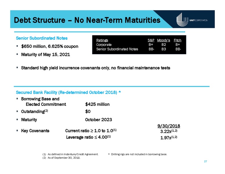 December 2018 Corporate Presentation – Unit Corp. – slide 26