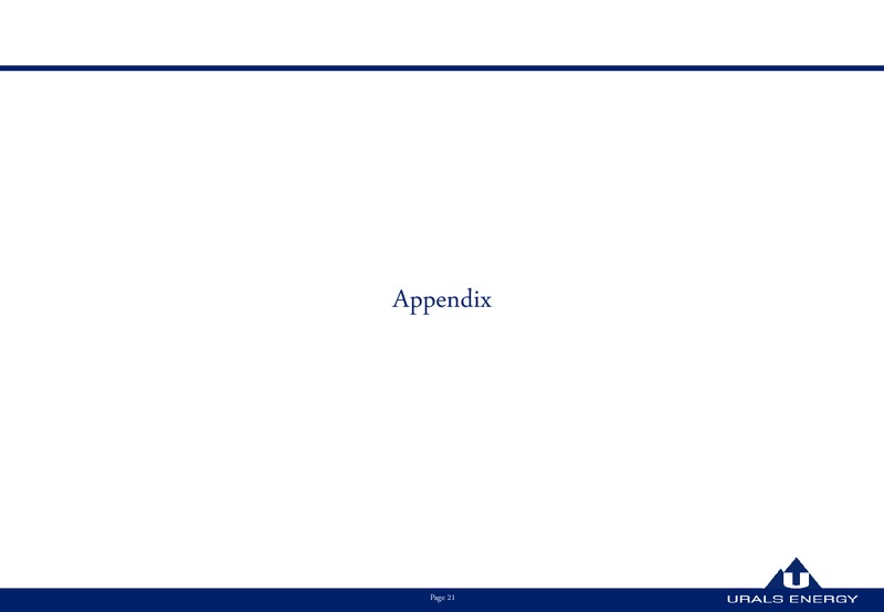 JUNE 2015 INVESTOR PRESENTATION – Urals Energy – slide 21