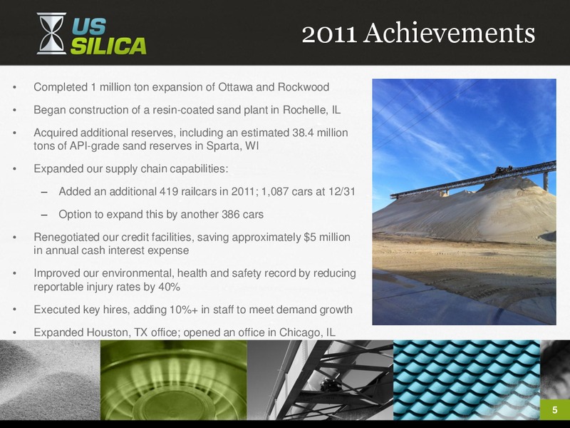 Q4 2011 EARNINGS CALL – US Silica – slide 4