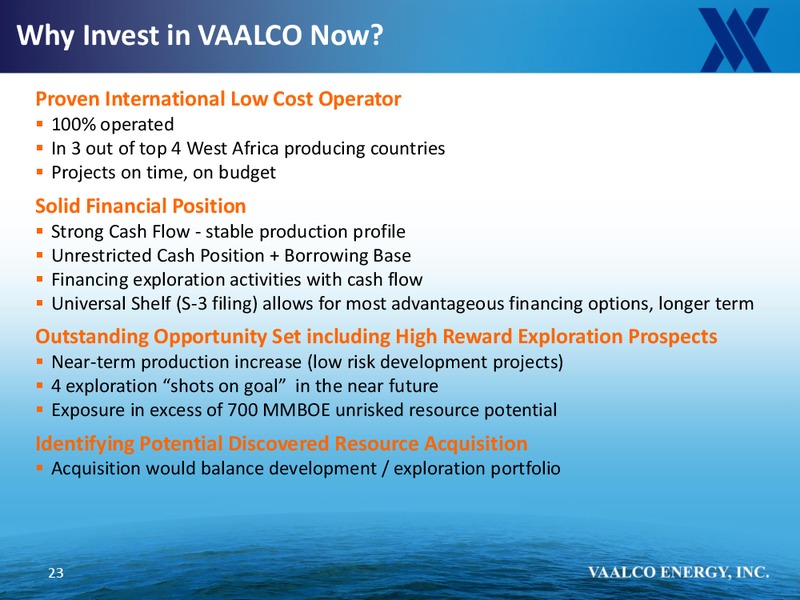 COMPANY UPDATE – Vaalco Energy Inc. – slide 22