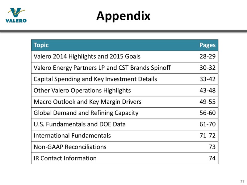 Bank of America Merrill Lynch 2015 Refining Conference – Valero Energy Corporation – slide 26