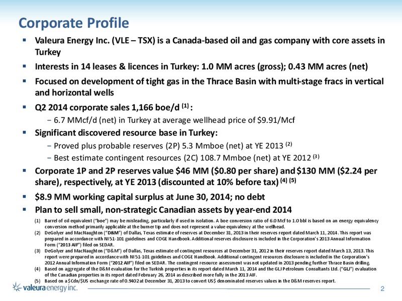 Corporate Presentation – Valeura Energy Inc. – slide 2