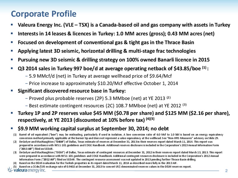 Corporate Presentation – Valeura Energy Inc. – slide 2