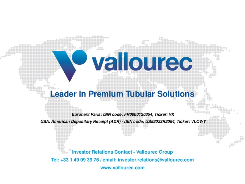 INVESTOR PRESENTATION – Vallourec – slide 38