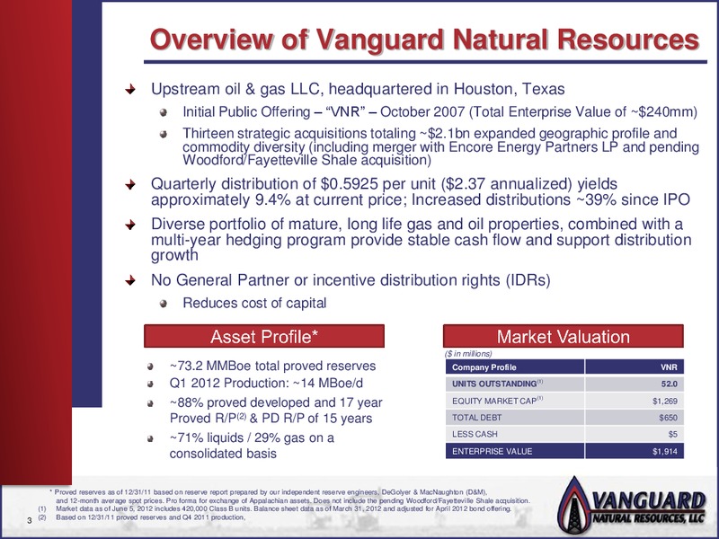 MANAGEMENT PRESENTATION – Vanguard Natural Resources, Llc – slide 2