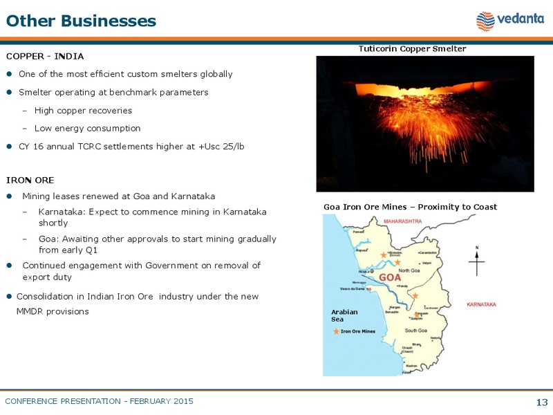 BMO Global Metals & Mining Conference JP Morgan Global Emerging Markets Corporate Conference – Vedanta Resources – slide 12
