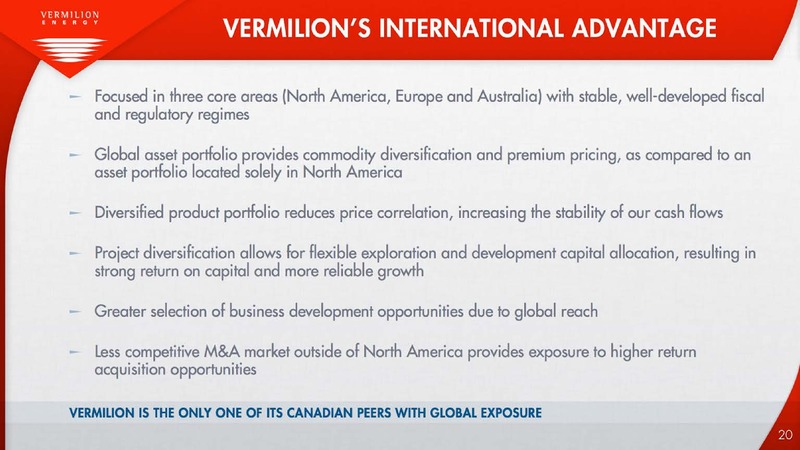 INVESTOR PRESENTATION – Vermilion Energy Inc. – slide 20