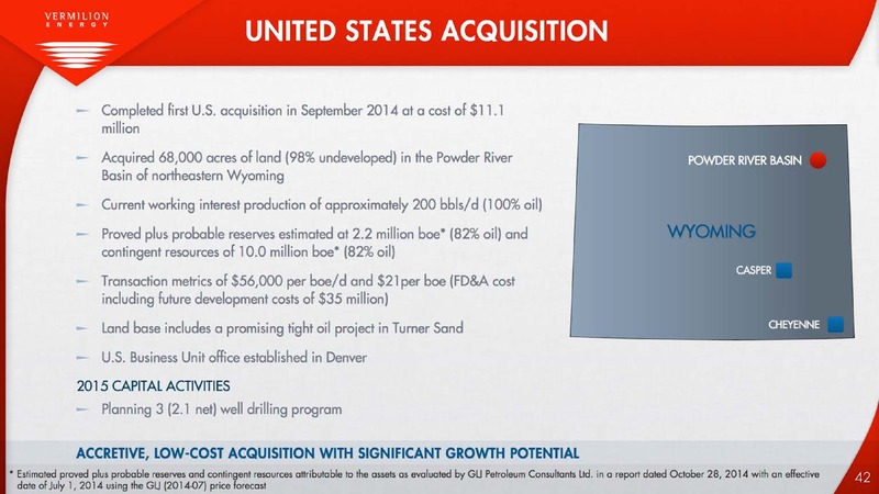 INVESTOR PRESENTATION – Vermilion Energy Inc. – slide 42
