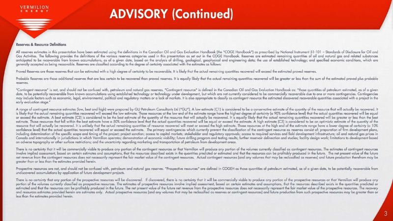 MARCH 2015 INVESTOR PRESENTATION – Vermilion Energy Inc. – slide 3