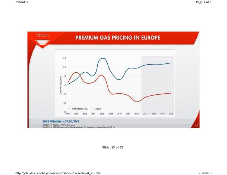 FIRSTENERGY CAPITAL EAST COAST ENERGY CONFERENCE – Vermilion Energy Inc. – slide 23