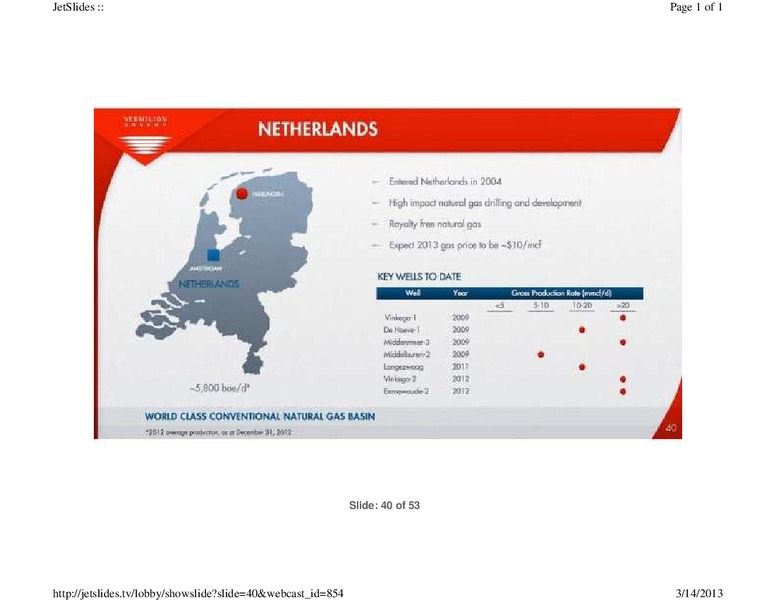 FIRSTENERGY CAPITAL EAST COAST ENERGY CONFERENCE – Vermilion Energy Inc. – slide 40