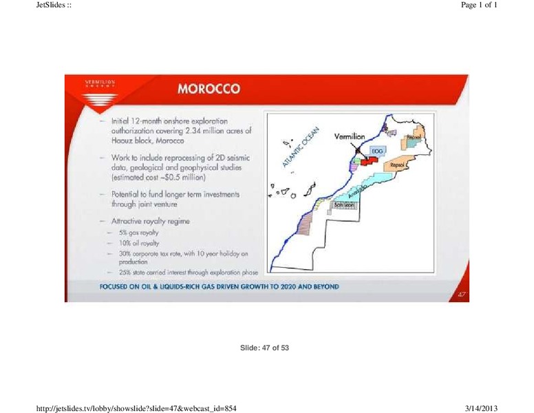 FIRSTENERGY CAPITAL EAST COAST ENERGY CONFERENCE – Vermilion Energy Inc. – slide 47