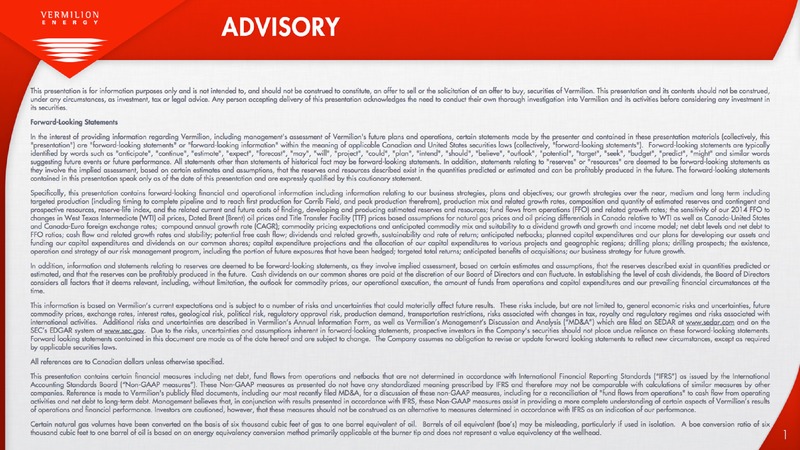 FIRSTENERGY SOCIETE GENERALE EAST COAST ENERGY CONFERENCE – Vermilion Energy Inc. – slide 2