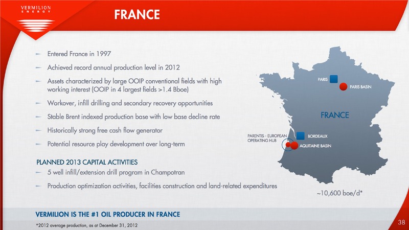 DEFINED PRODUCTION GROWTH RELIABLE AND GROWING DIVIDENDS – Vermilion Energy Inc. – slide 38