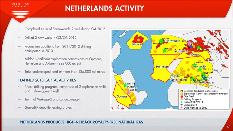 DEFINED PRODUCTION GROWTH RELIABLE AND GROWING DIVIDENDS – Vermilion Energy Inc. – slide 41