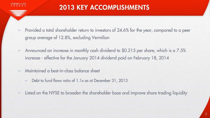 Annual General Shareholders Meeting – Vermilion Energy Inc. – slide 5