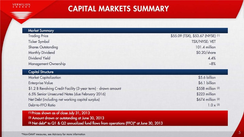 ENERCOM OIL AND GAS CONFERENCE – Vermilion Energy Inc. – slide 5