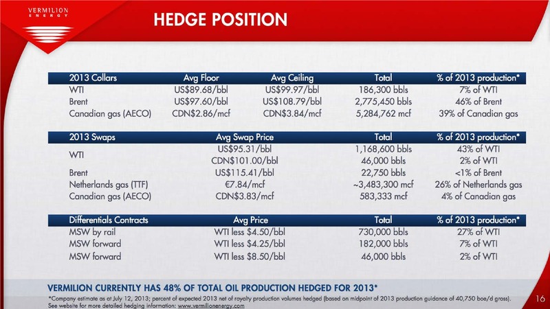 ENERCOM OIL AND GAS CONFERENCE – Vermilion Energy Inc. – slide 16