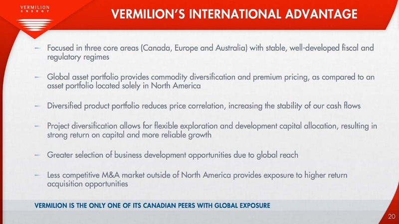 Investor Presentation – Vermilion Energy Inc. – slide 20