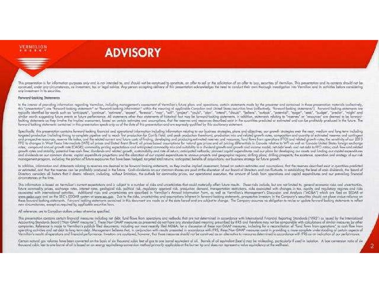 PETERS AND CO LIMITED 2013 ENERGY CONFERENCE – Vermilion Energy Inc. – slide 2