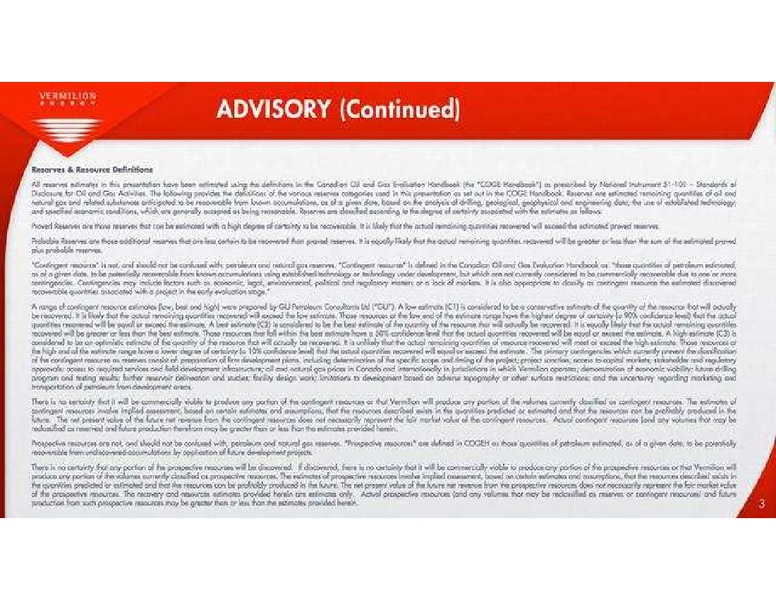 PETERS AND CO LIMITED 2013 ENERGY CONFERENCE – Vermilion Energy Inc. – slide 3