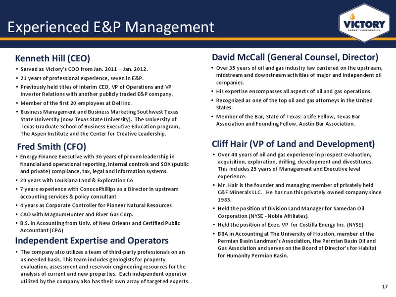 Investor Presentation – Victory Energy Corporation – slide 16