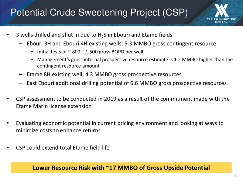1Q 2019 Earnings Presentation – Vaalco Energy Inc. – slide 16