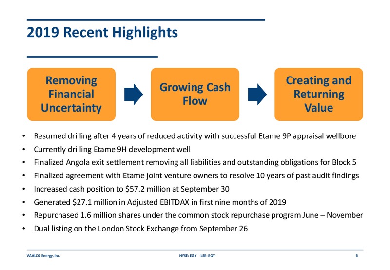 November 2019 Investor Presentation – Vaalco Energy Inc. – slide 5