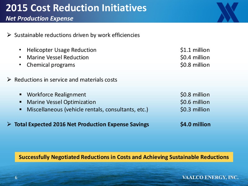 Third Quarter 2015 Supplemental Information – Vaalco Energy Inc. – slide 6