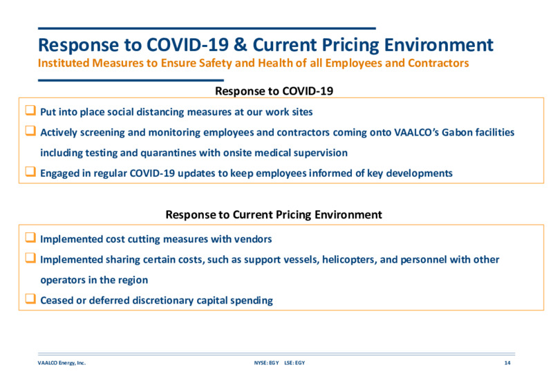 Corporate Update   December 2020 – Vaalco Energy Inc. – slide 13