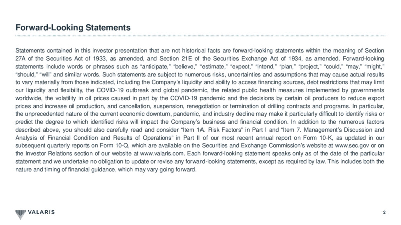 May 2021 Investor Presentation – Valaris Limited – slide 2