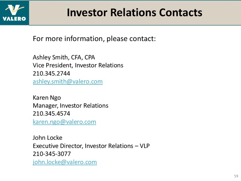 REDIT SUISSE ENERGY SUMMIT – Valero Energy Corporation – slide 58