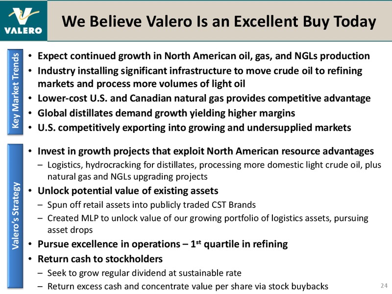 BANK OF AMERICA MERRILL LYNCH 2014 REFINING CONFERENCE – Valero Energy Corporation – slide 23