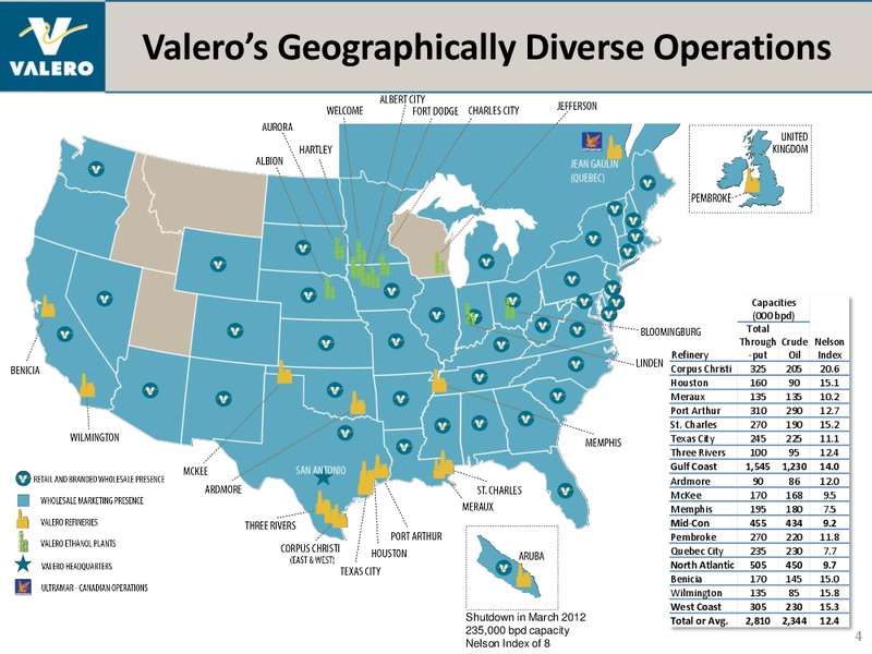 July 2012 Investor Presentation – Valero Energy Corporation – slide 3