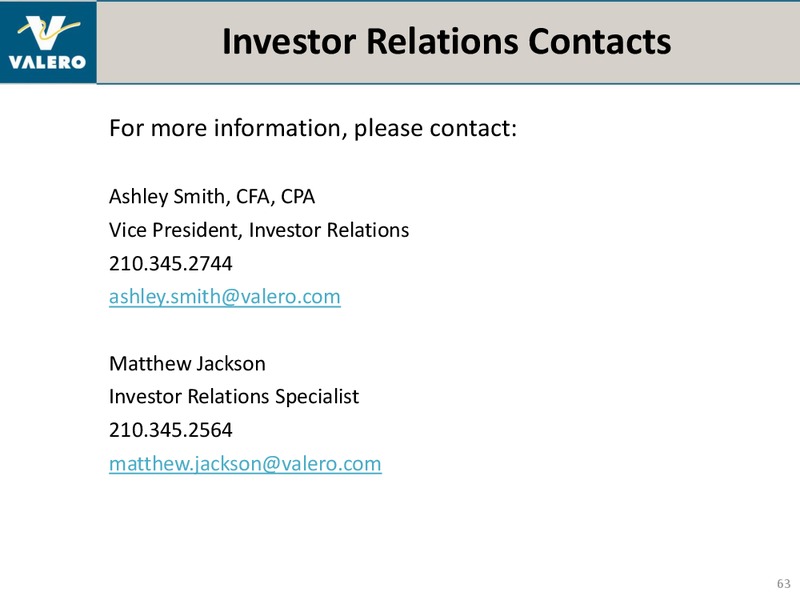 July 2012 Investor Presentation – Valero Energy Corporation – slide 62
