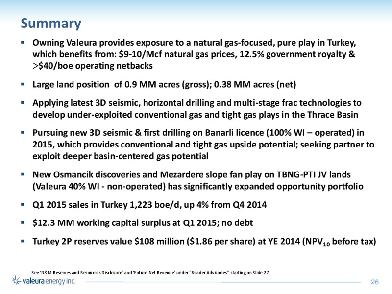 July 2015 Investor Presentation – Valeura Energy Inc. – slide 26