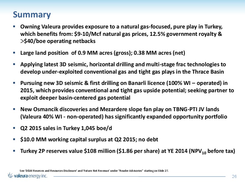 September 2015 Corporate Presentation – Valeura Energy Inc. – slide 26