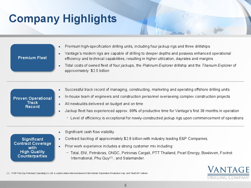 GHS 100 ENERGY CONFERENCE – Vantage Drilling Company – slide 5