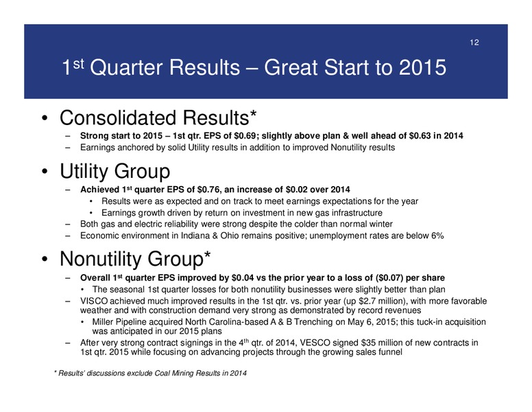 May 2015 Annual General Meeting – Vectren – slide 11