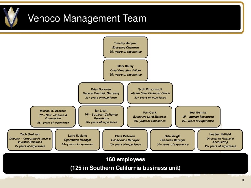 April 2015 Management Presentation – Venoco Inc. – slide 2